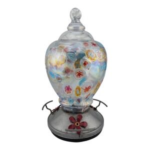 Style Selections Hummingbird Feeder Art Glass Nectar Bird Patio Colorful Outdoor